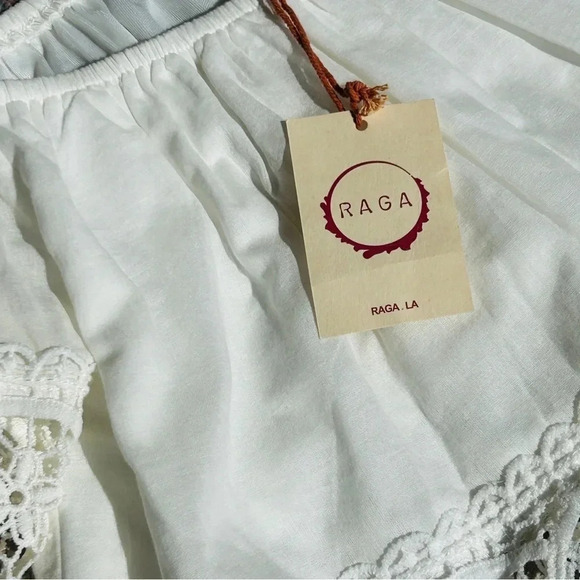 Anthropologie RAGA LA Bohemian Stevie Nicks Style White Flowy Cropped Blouse - Picture 10 of 13